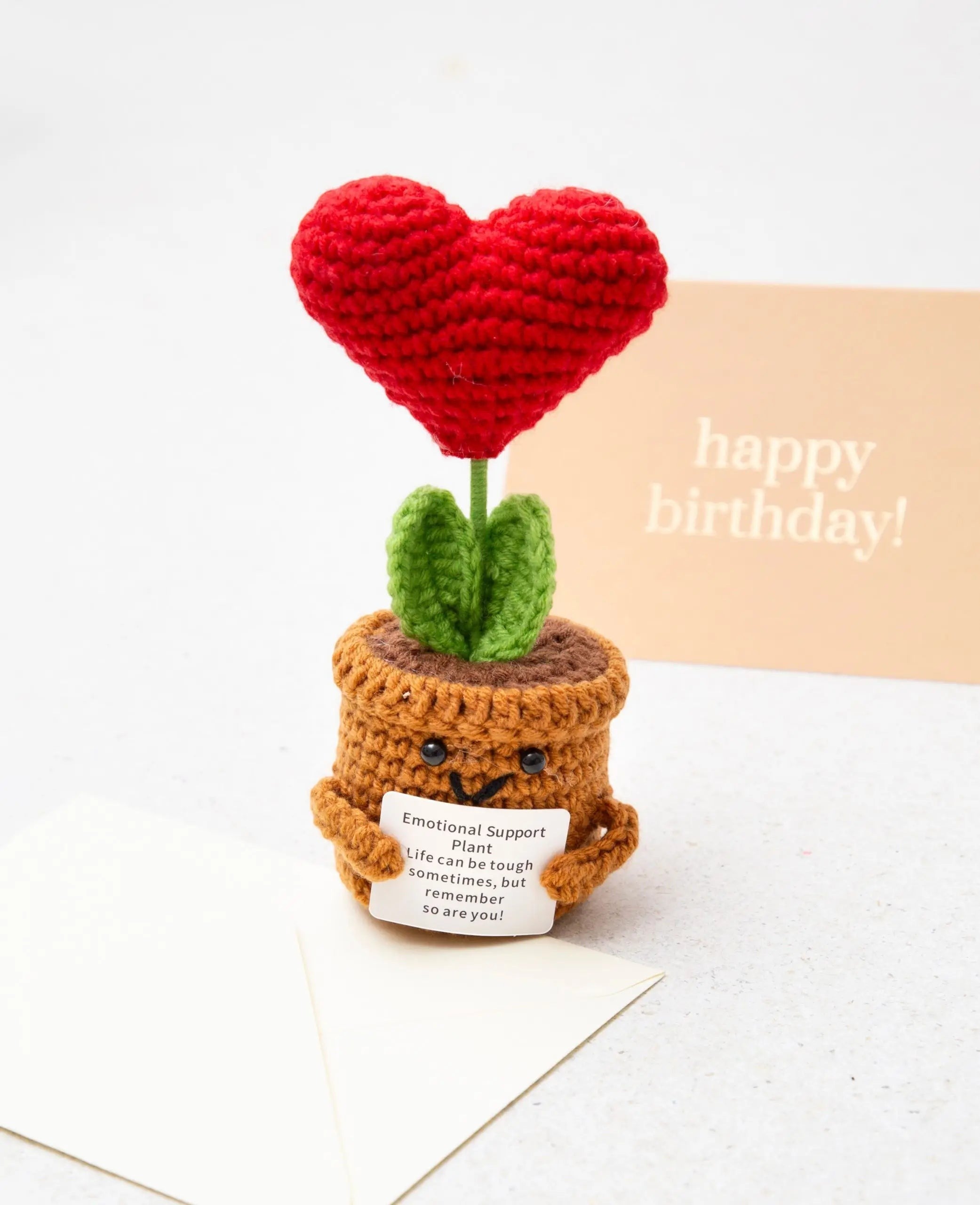 Positive Plant, Gehäkeltes Mini Plüschtier / Glücksbringer, 14 x 6cm