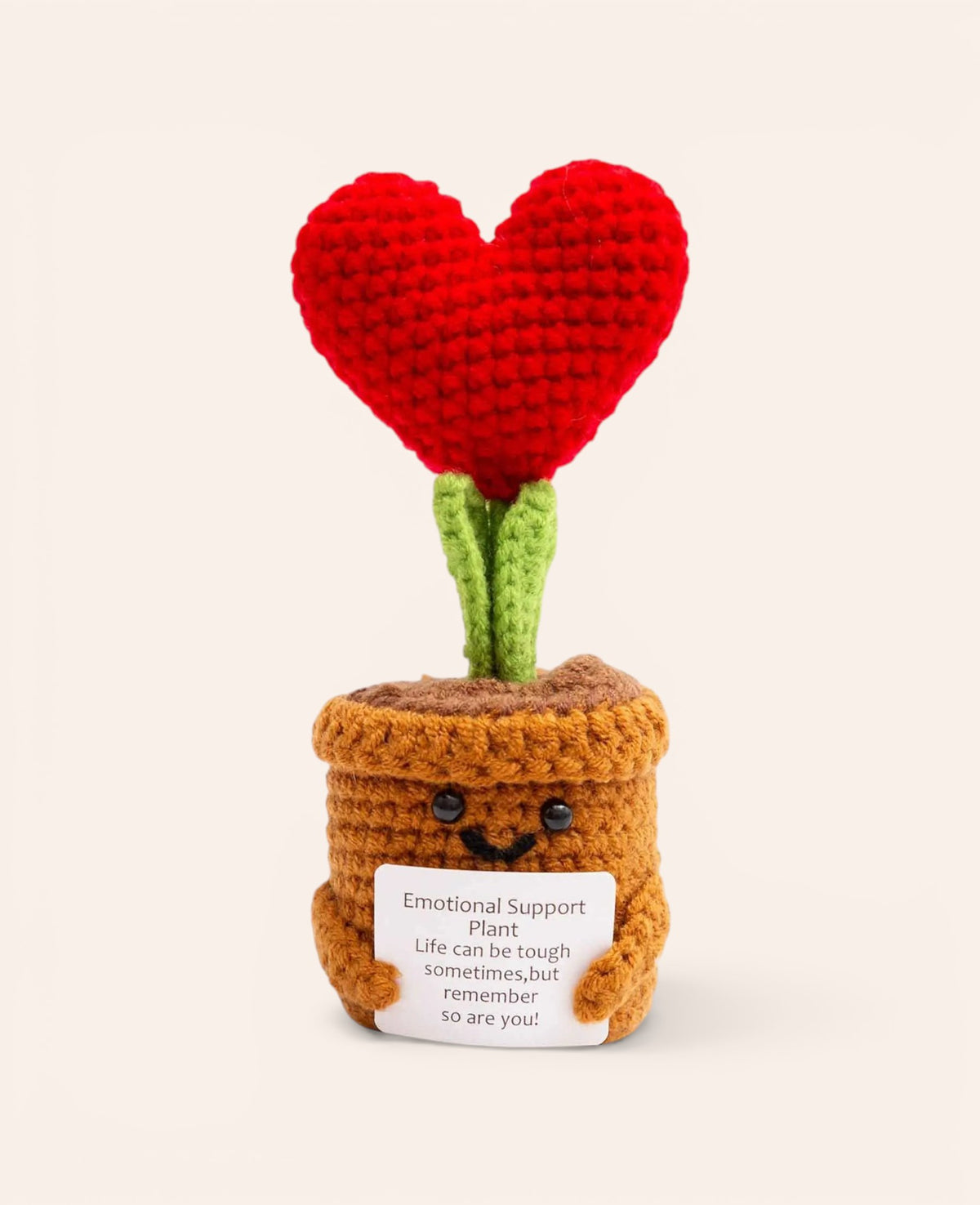 Positive Plant, Gehäkeltes Mini Plüschtier / Glücksbringer, 14 x 6cm