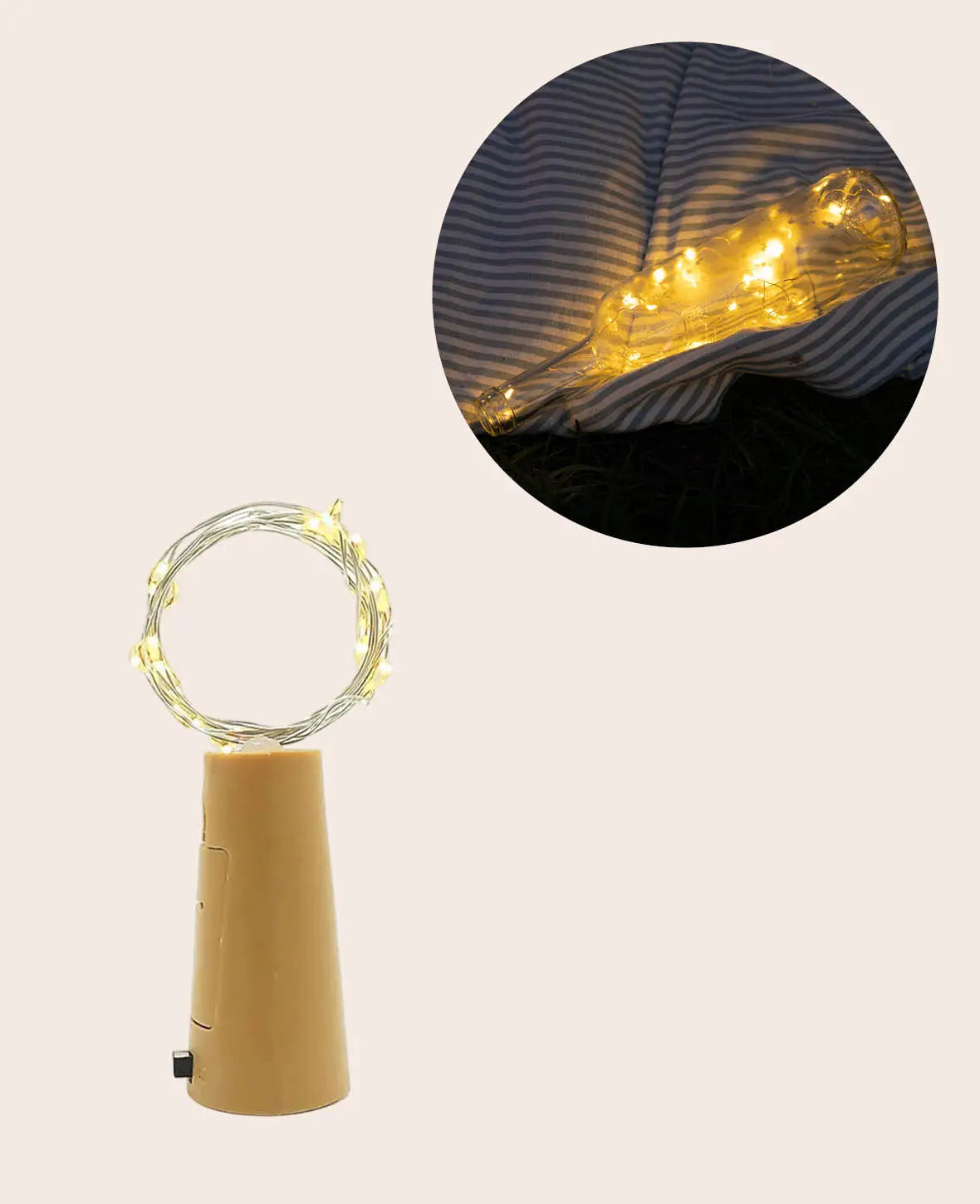 LED Korken mit Lichterkette (inkl. LR44 Batterien) - Warmweiss