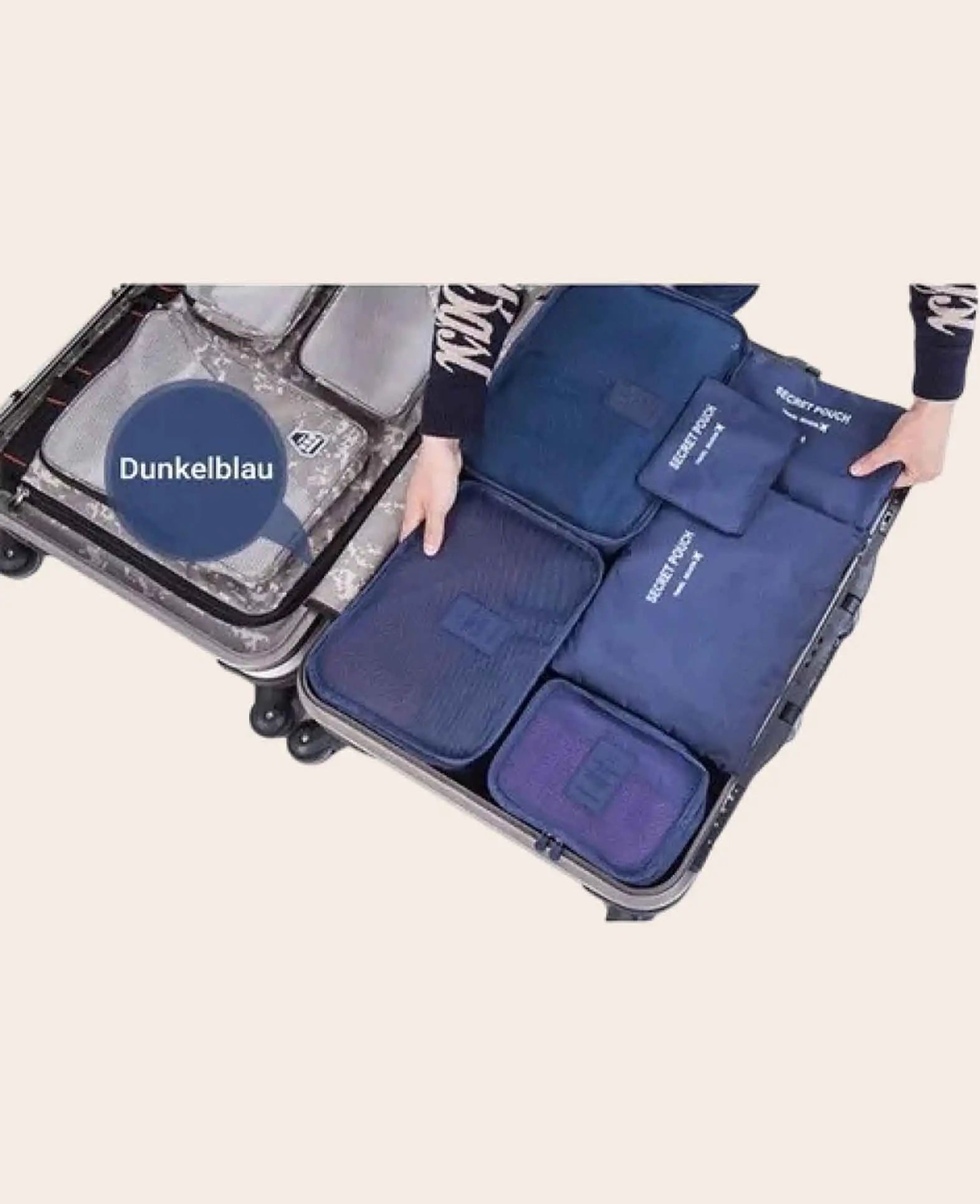 6in1 Spritzwasserfester Koffer Organizer Reise Gepäck Set - Dunkelblau