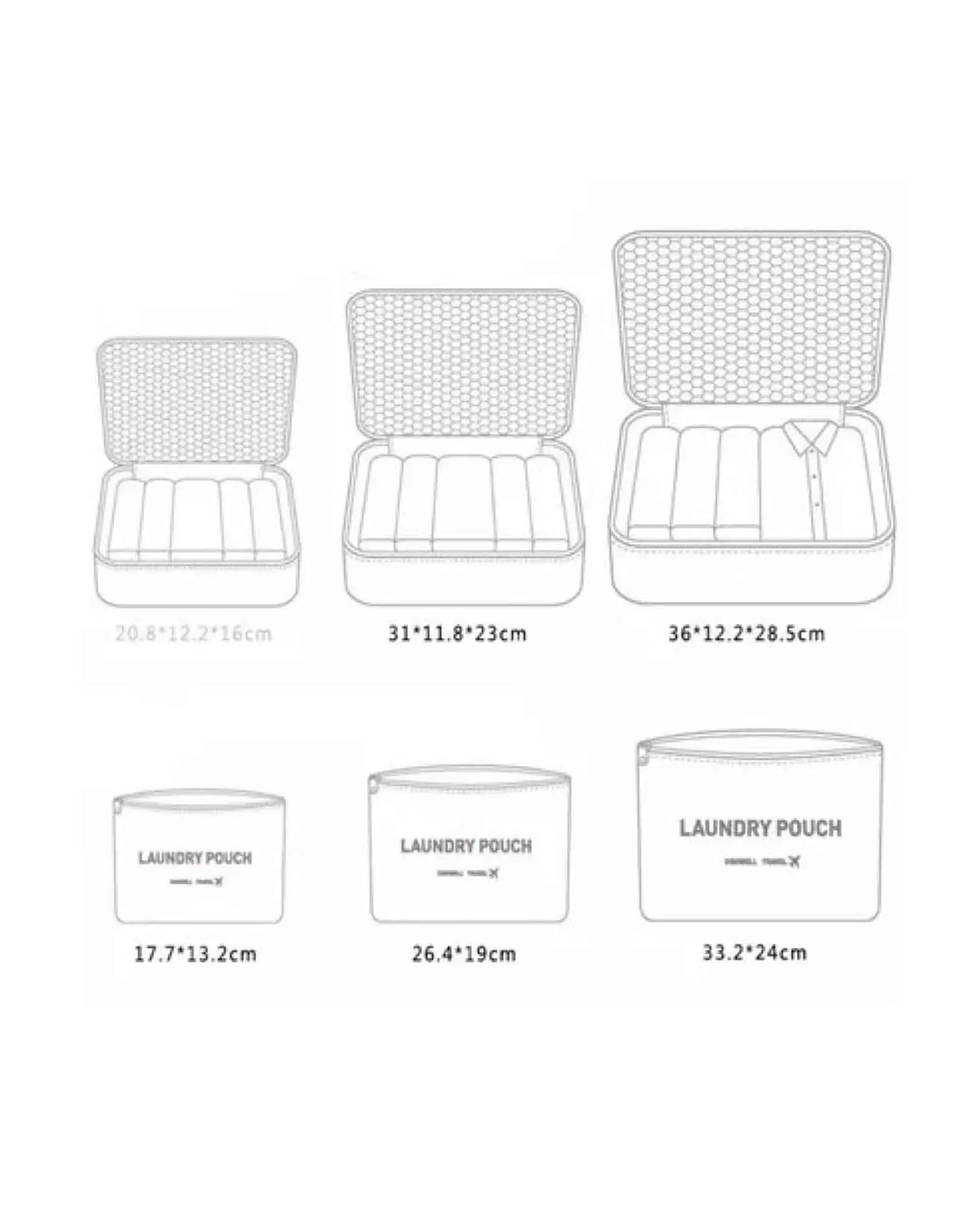 6in1 Spritzwasserfester Koffer Organizer Reise Gepäck Set - Dunkelblau