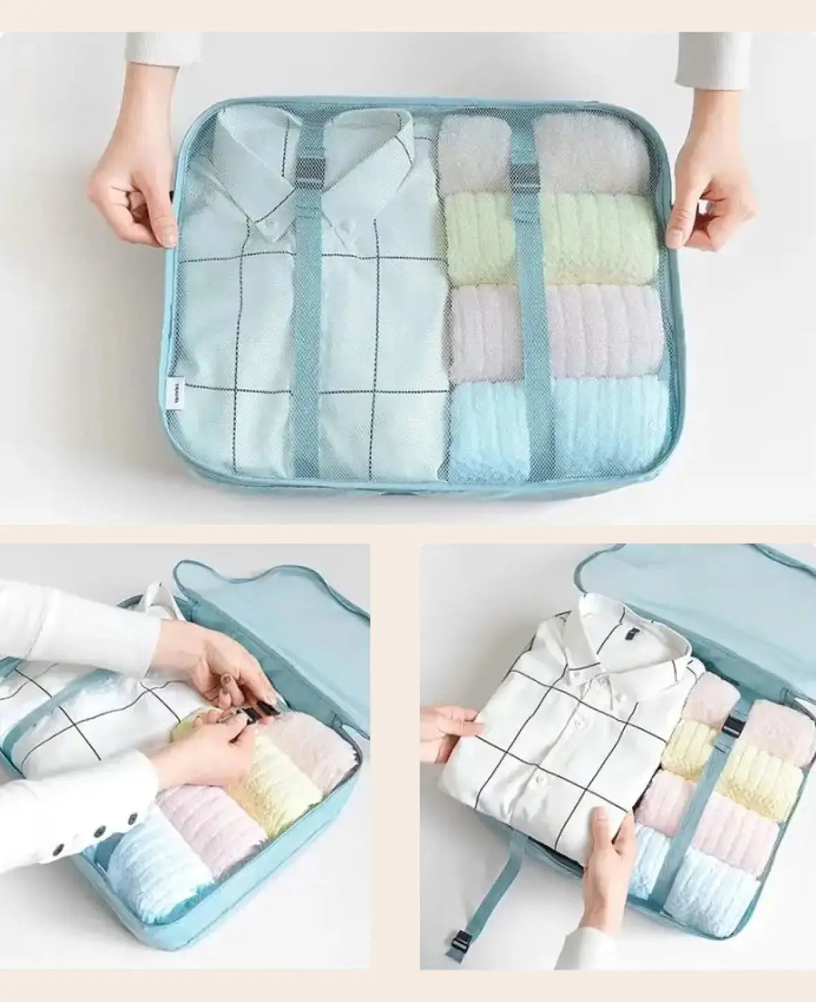 8 in 1 Reise Organiser Set für Koffer & Gepäck – Rosa