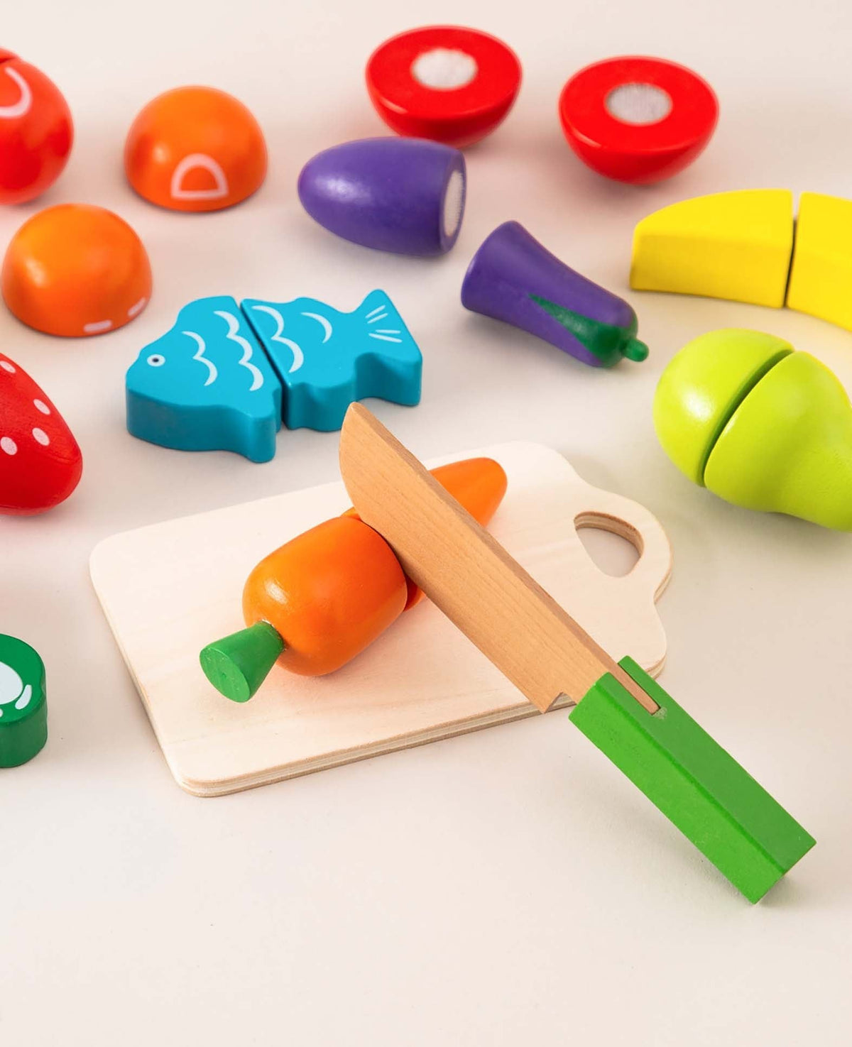 Kinder Holz Spielzeug Küche Früchte / Gemüse Schneiden, 13-tlg. Set