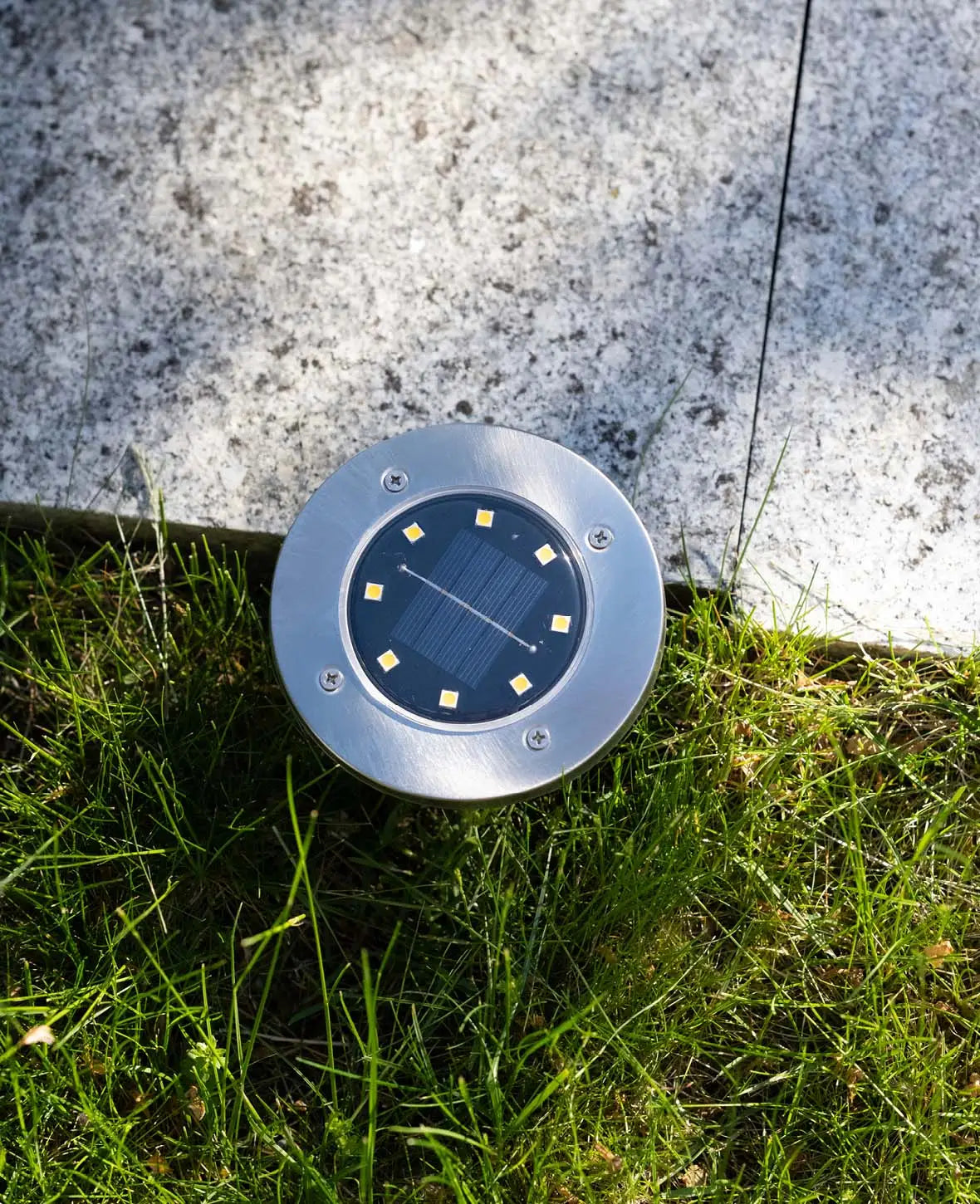 Wasserfeste Solar LED Lampe / Webgeleuchtung aus Edelstahl, 4 Stk.