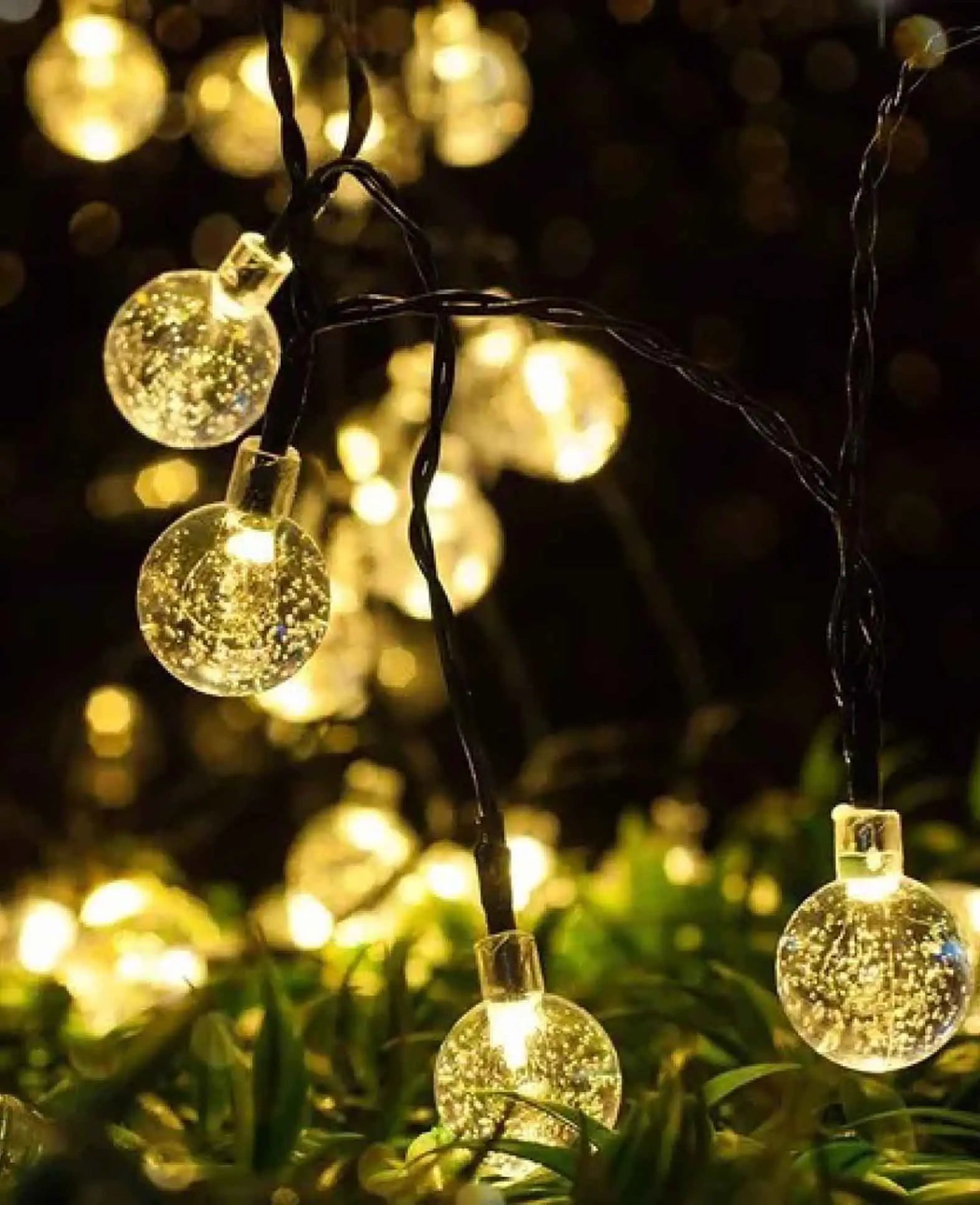 LED Solar Lichterkette mit Kugeln, IP65 - Warmweiss, 7m