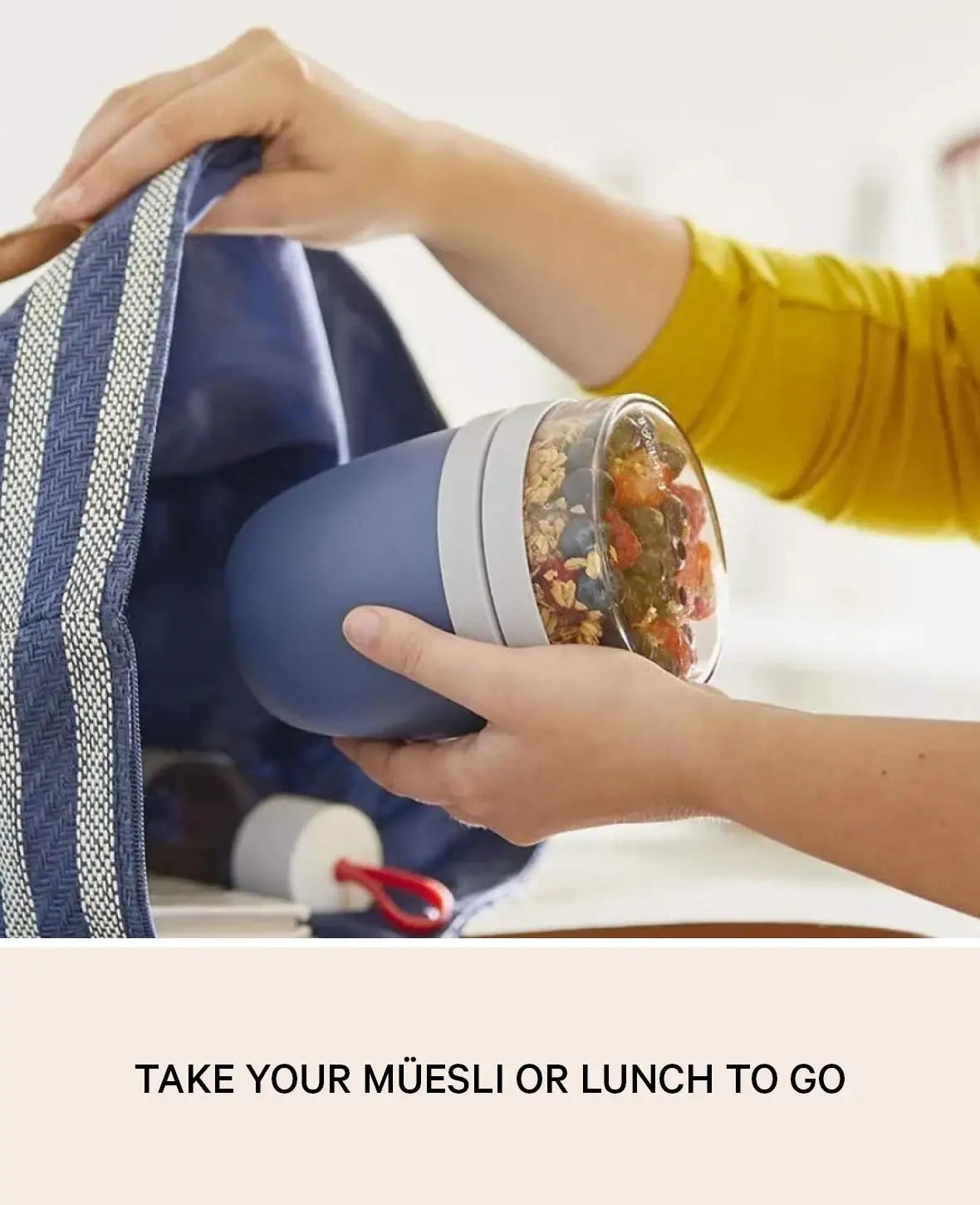 Müsli / Lunch Pot mit 2 Behältern, 700ml, Weiss / Rosa, 2 Stück
