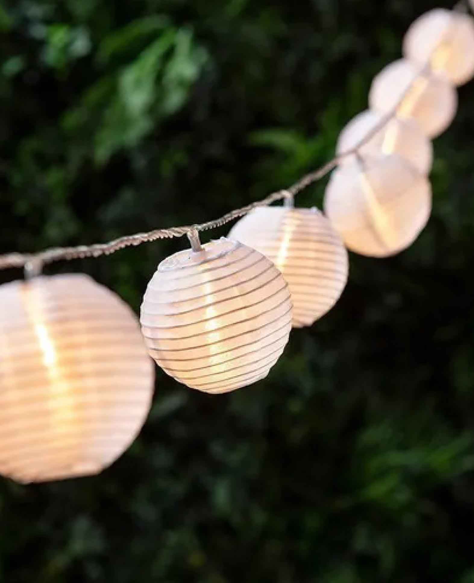 LED Papier Deko Solar Lichterkette / Lampions - Warmweiss, 5 m