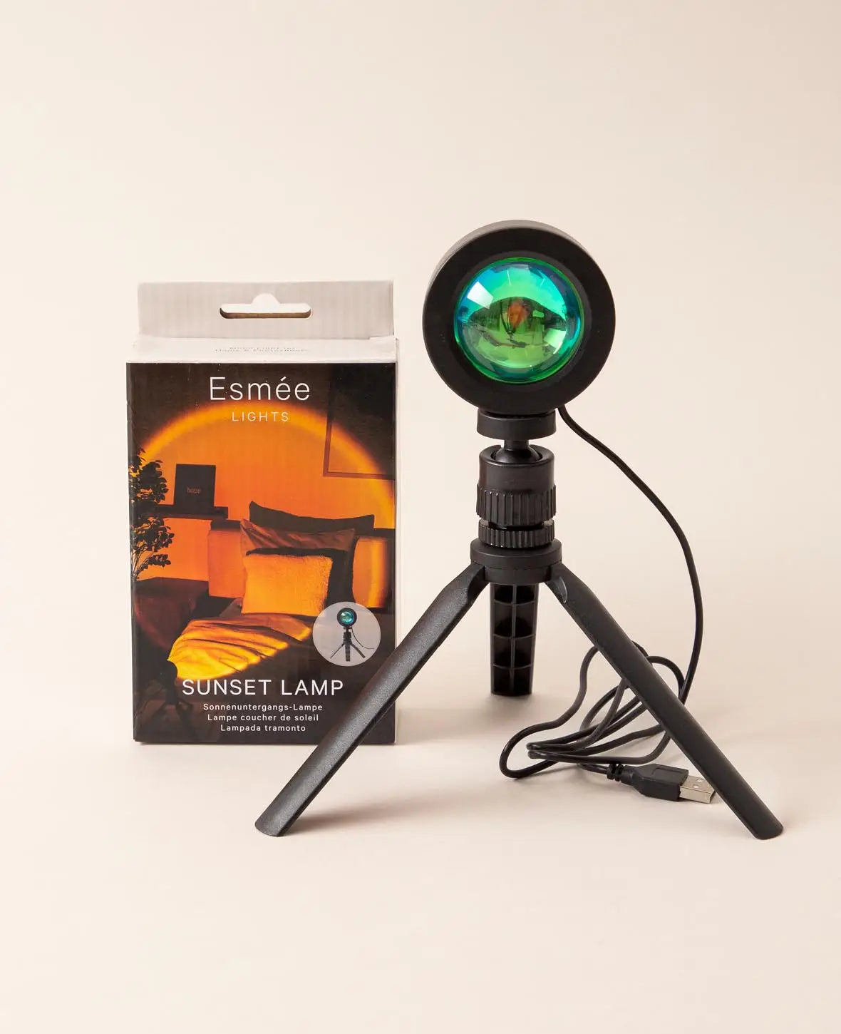 Sonnenuntergang Projektor Lampe USB Nachtlicht mit Tripod Stativ, Schwarz