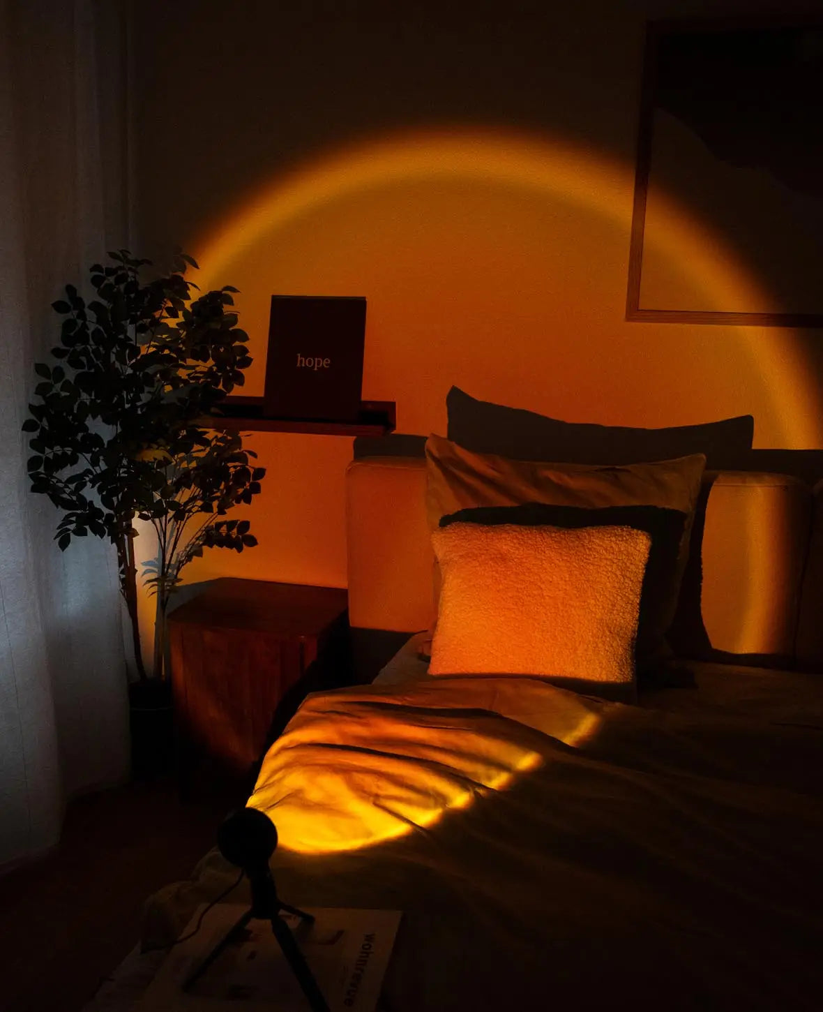 Sonnenuntergang Projektor Lampe USB Nachtlicht mit Tripod Stativ, Schwarz