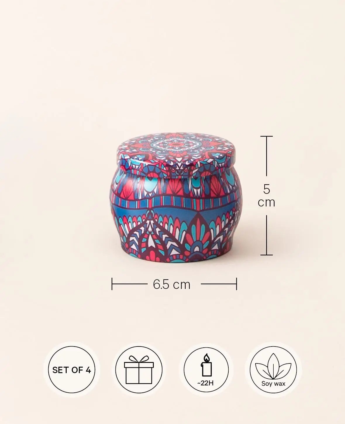 Duft Kerzen Geschenkset im Mandala Design - 100% Sojawachs