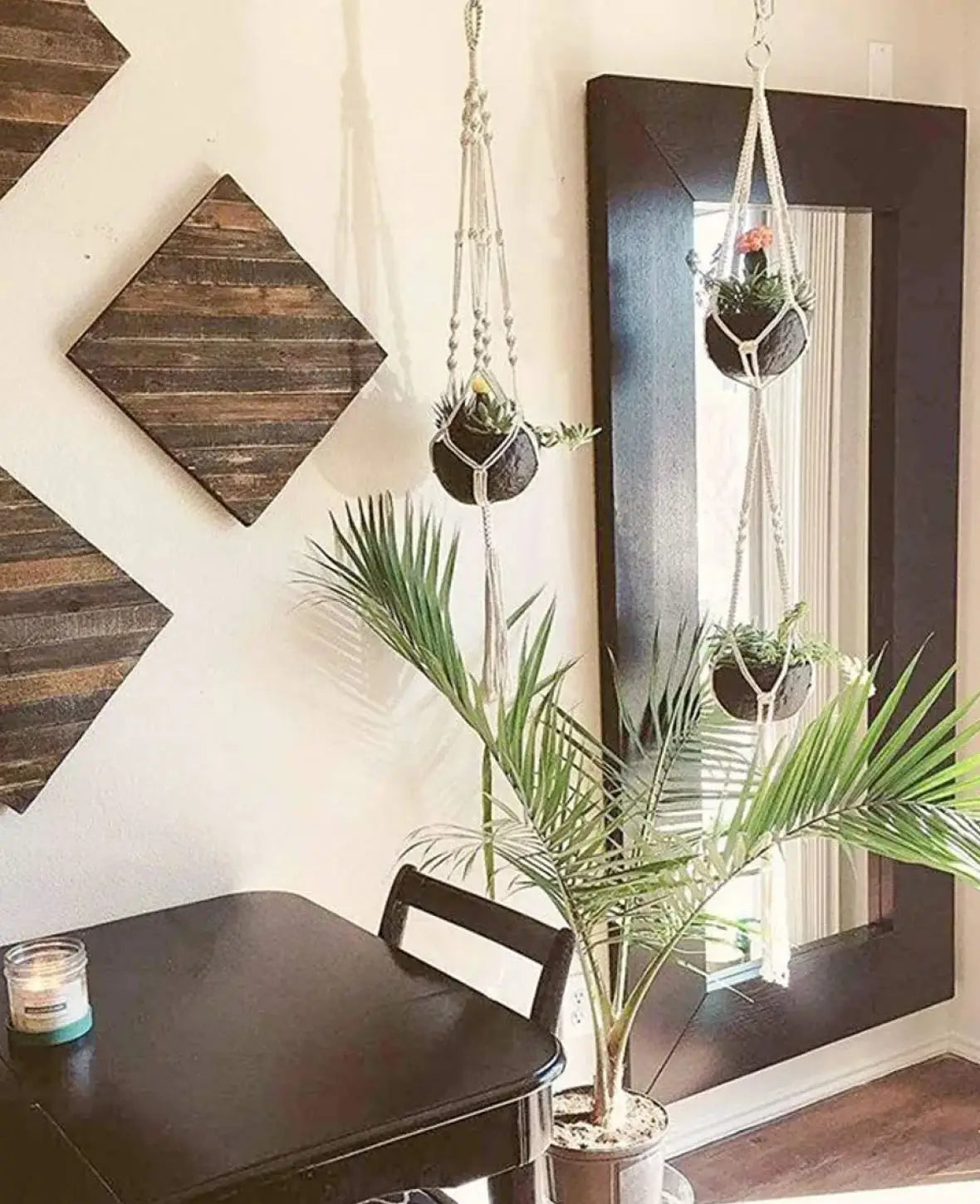 Boho Makramee Blumenampel 4er Set – Handgeknüpft