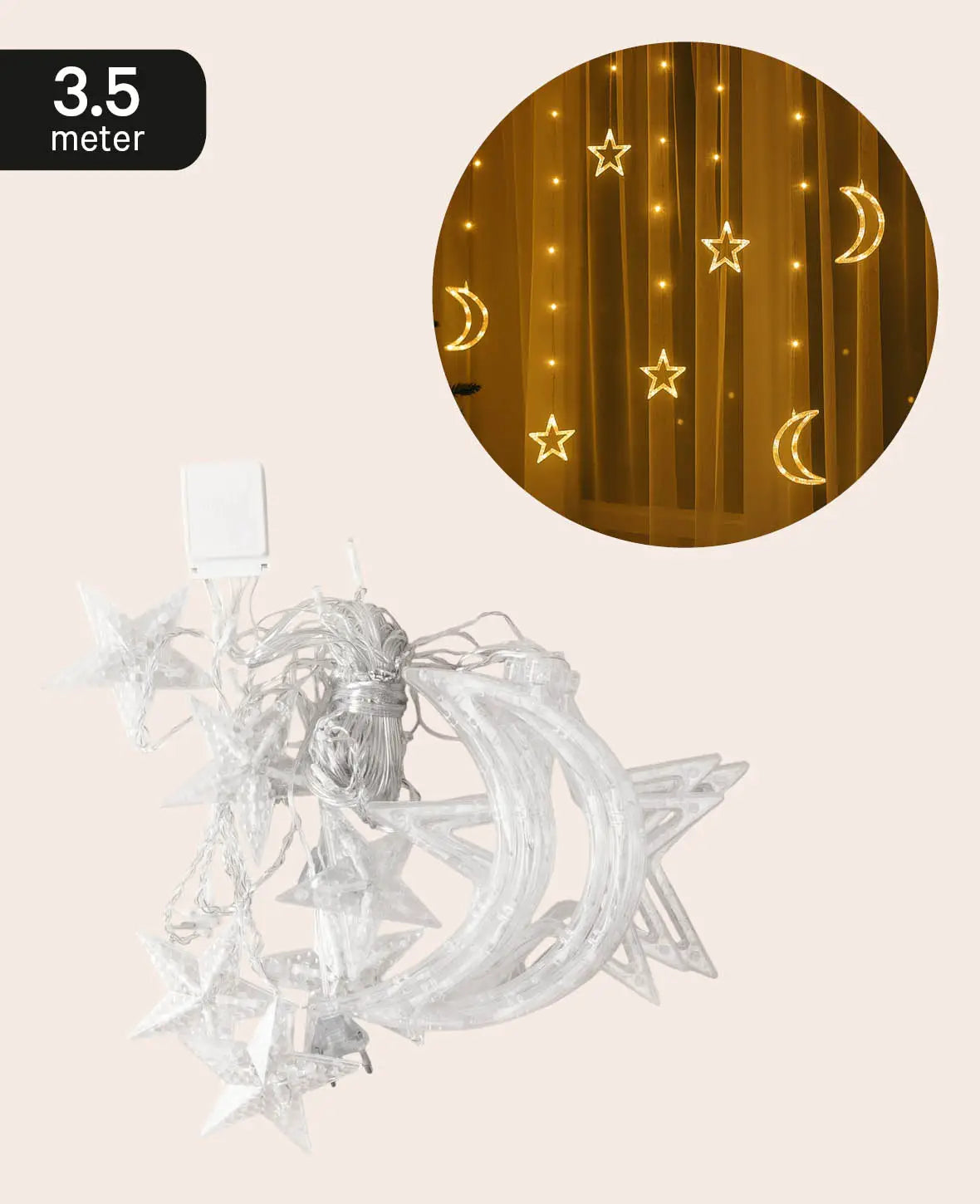 LED Lichterkette Sternen / Mond - Warmweiss, 3.5 m