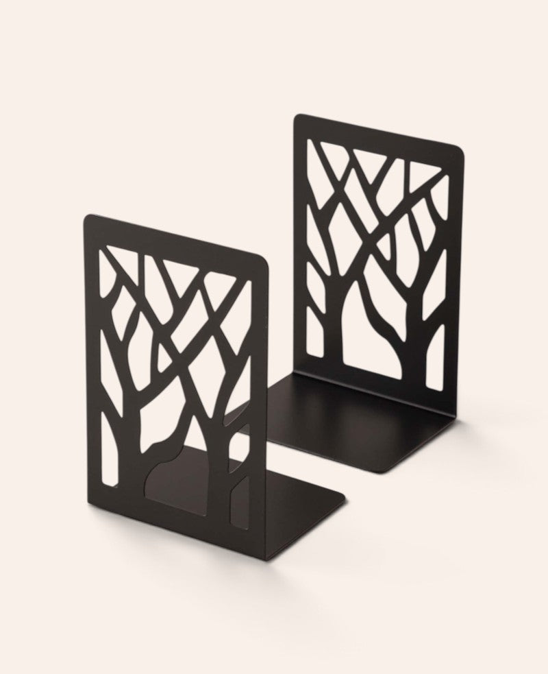 Metall Buch Stütze Baum Design Buchhalter, Schwarz, 4 Stk.