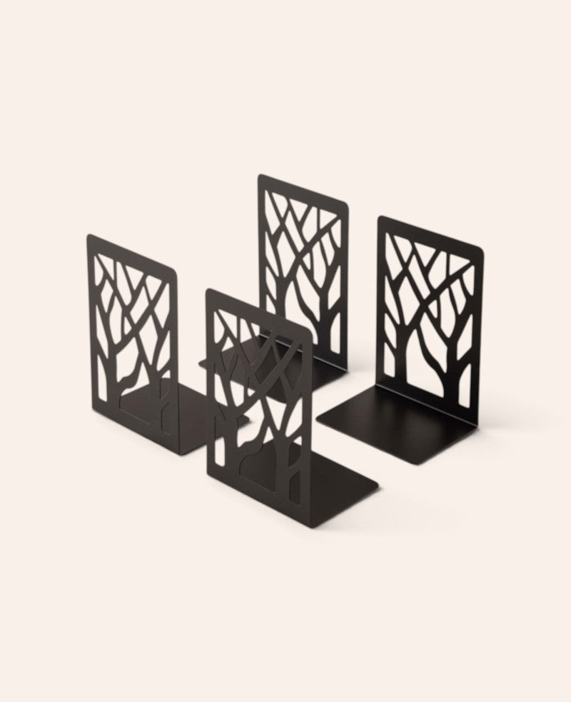 Metall Buch Stütze Baum Design Buchhalter, Schwarz, 4 Stk.