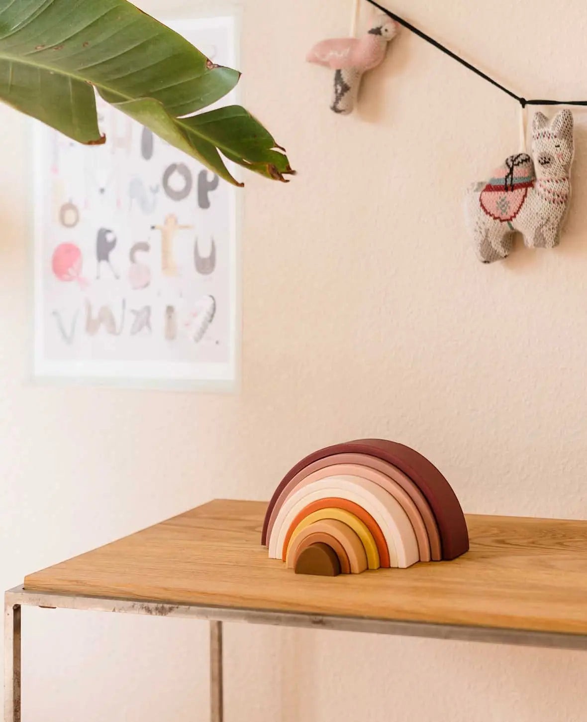 Steckspielzeug Regenbogen, 10-teilig, aus Silikon, ab 6 Monaten, H 7.5 cm
