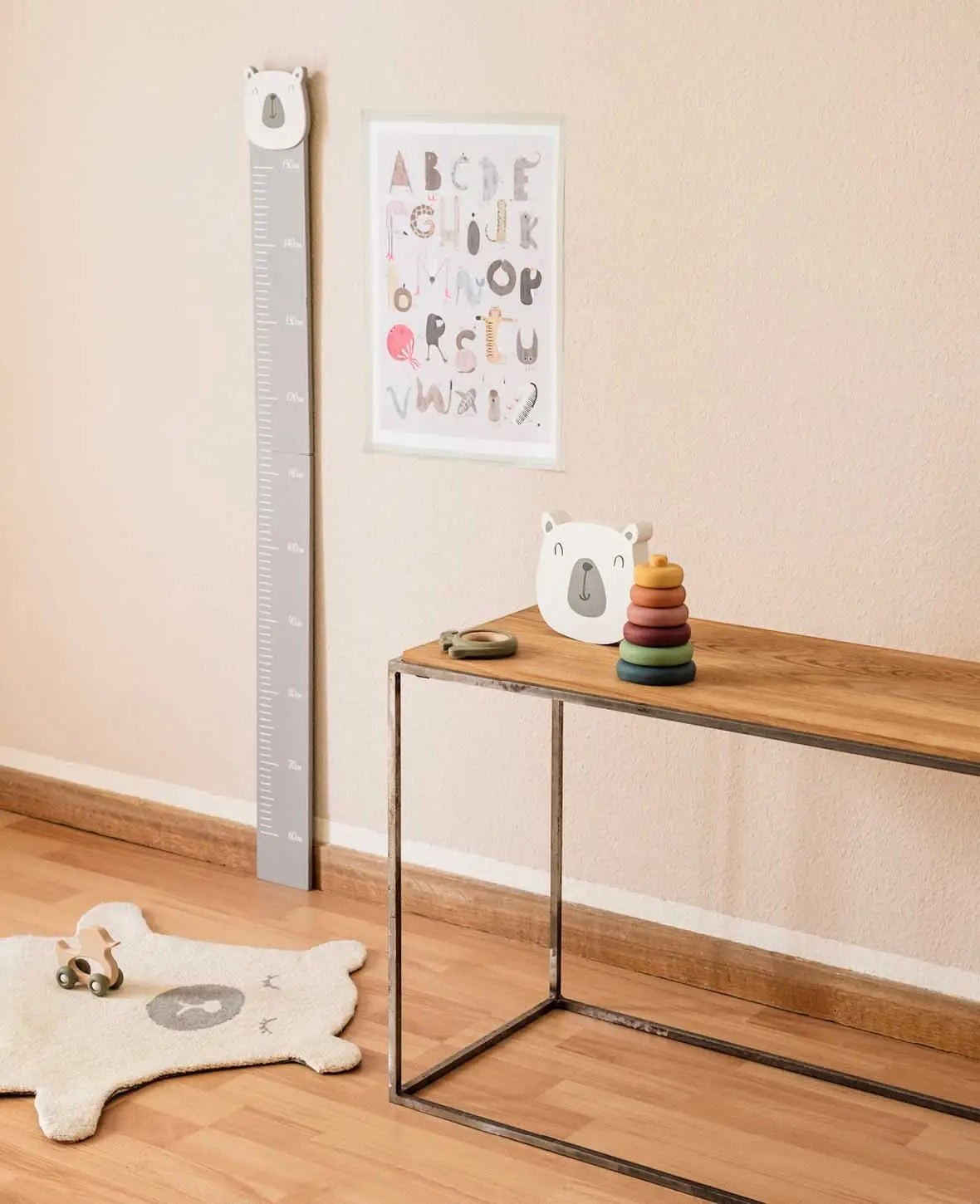 Kinder Bären-Messlatte aus Holz, 150 cm