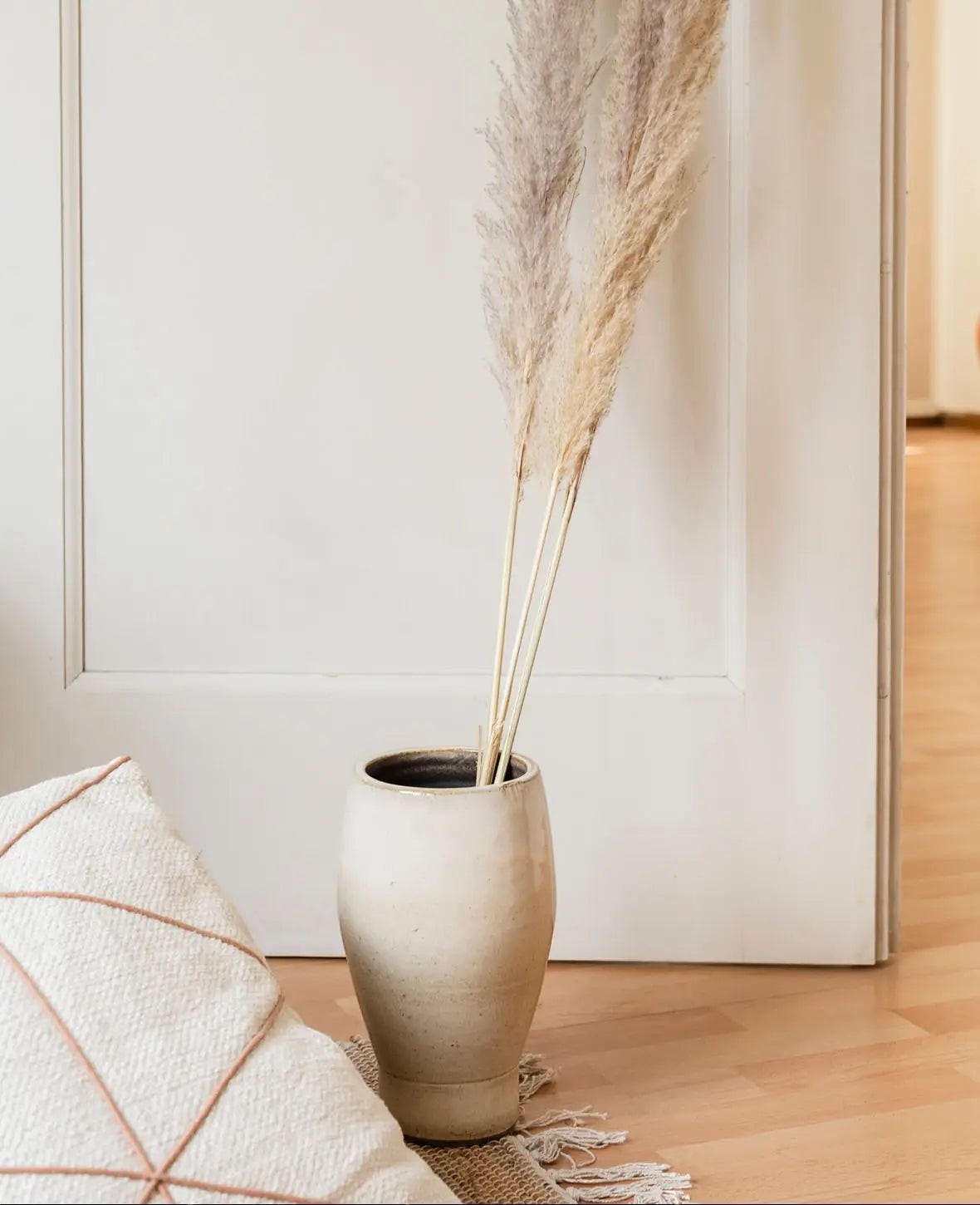 Beiger Blumentopf / XL Vase aus Keramik, Ø 14 cm x 28 cm