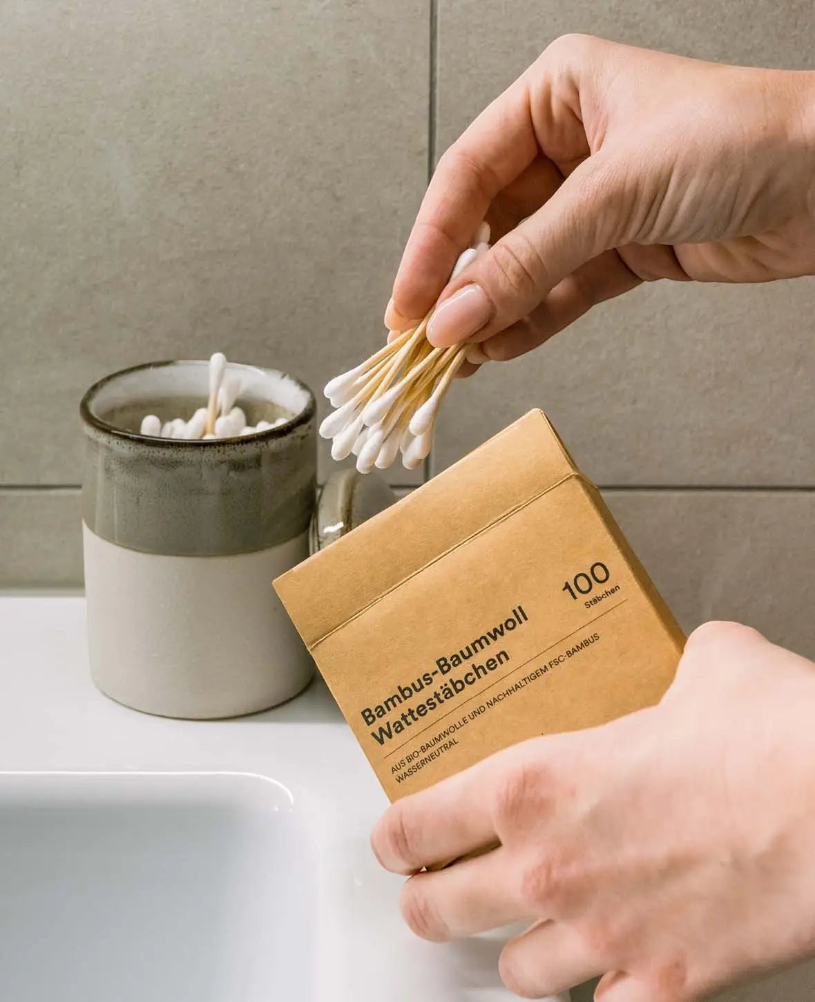 Noya Wattestäbchen, Plastikfrei und biologisch abbaubar, 100 Stk.