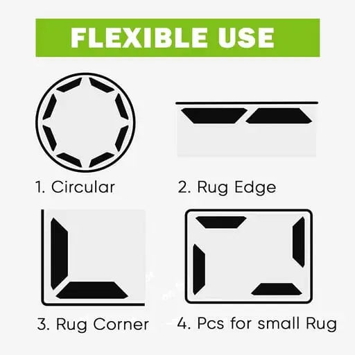 Anti-Rutsch Silikon Pad für Fussmatte / Teppich / Kissen – Schwarz, 8 Stk.