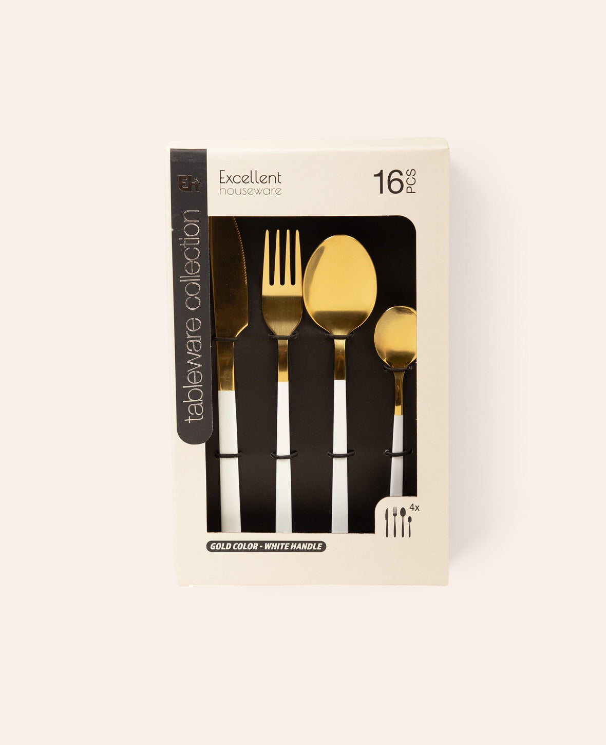Esmée 16-teiliges Besteckset in Gold und Weiss mit Edelstahl-Design in der Originalverpackung