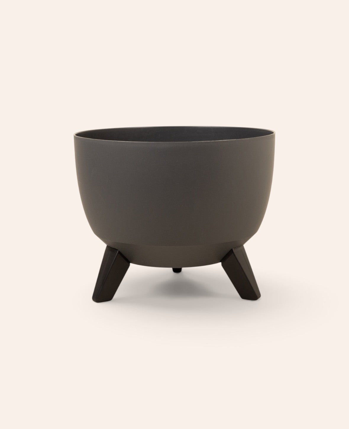 Esmée Blumentopf Doppio in Anthrazit aus recyceltem Kunststoff mit modernen Standfüßen, 29 cm Durchmesser