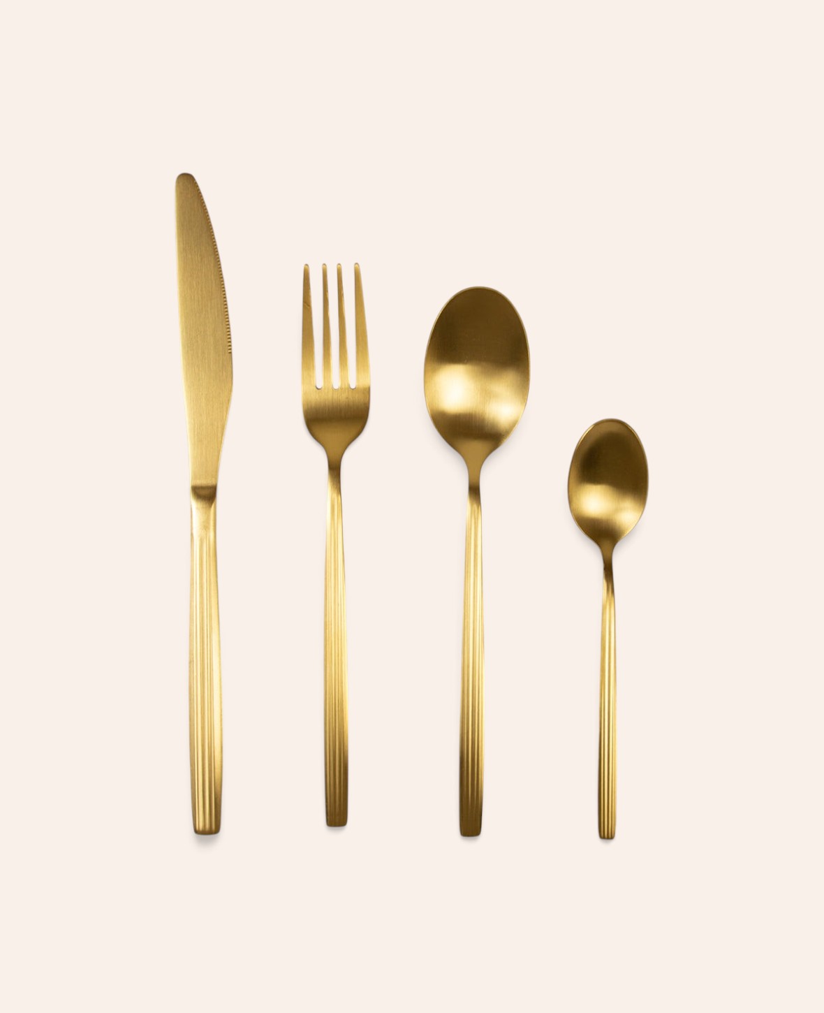 Esmée 16-teiliges Besteckset in Gold aus Edelstahl mit sandgestrahlten Griffen und glänzenden Besteckköpfen