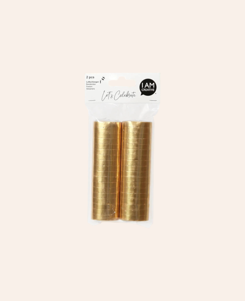 Esmée goldene Luftschlangen im 2er-Pack aus bedrucktem Papier für festliche Partydekoration