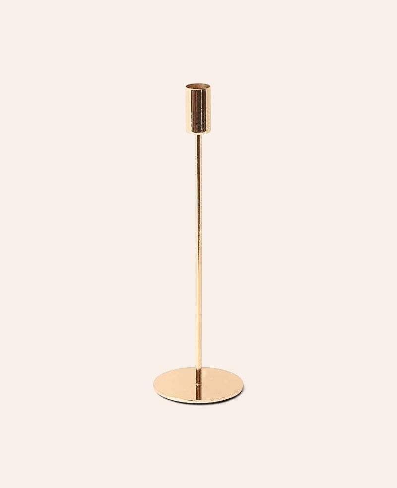 Esmée Kerzenständer aus Metall in glänzendem Gold, 28 cm hoch, ideal für elegante Tischdekorationen