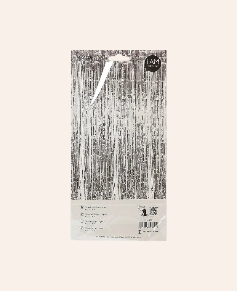Esmée Lametta Vorhang in Silber aus Kunststoff für Partys, 0,9 x 2,4 m groß, in Originalverpackung