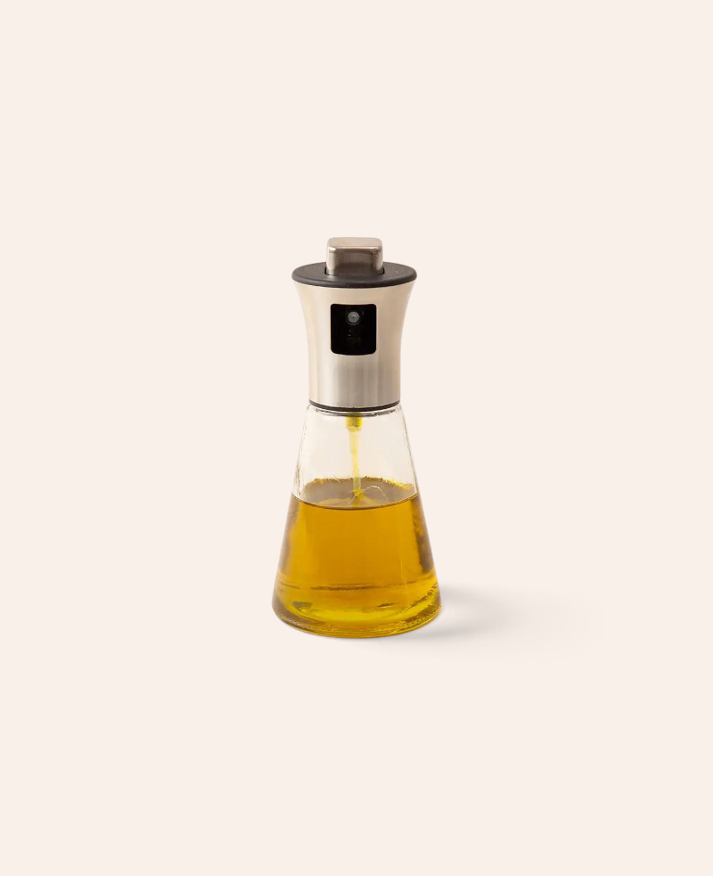Esmée Olivenöl Sprühflasche aus Glas und Edelstahl mit 200ml Fassungsvermögen für feines Dosieren beim Kochen