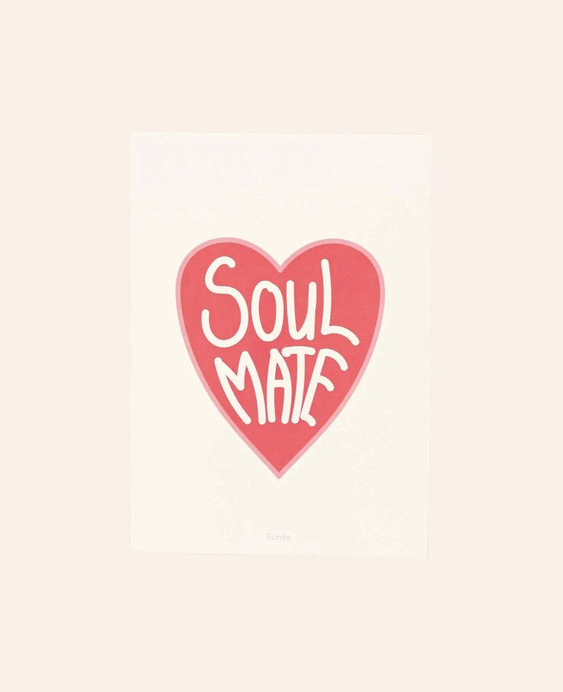 Esmée Postkarte Soul Mate im A6 Hochformat aus mattem weissem Naturpapier mit rotem Herz-Motiv