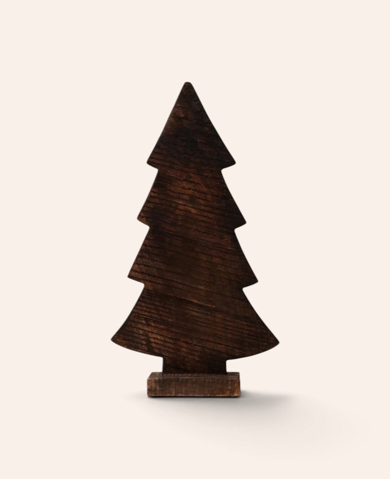 Esmée Tannenbaum aus dunklem Mangoholz als rustikale Weihnachtsdekoration, 42 cm hoch