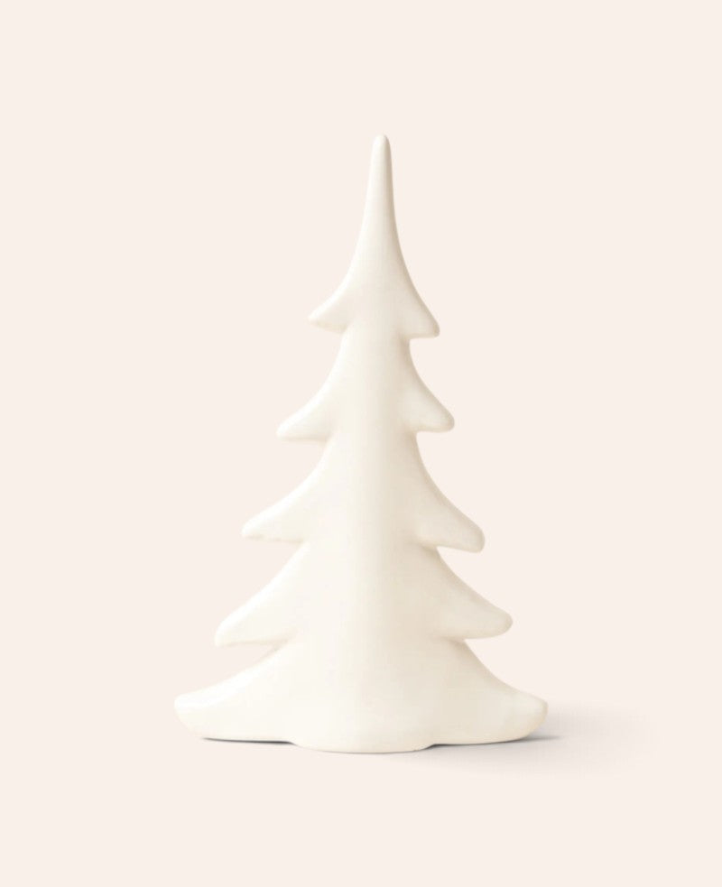 Esmée dekorativer Weihnachtsbaum aus weissem Porzellan mit glänzender Oberfläche, 29 cm hoch