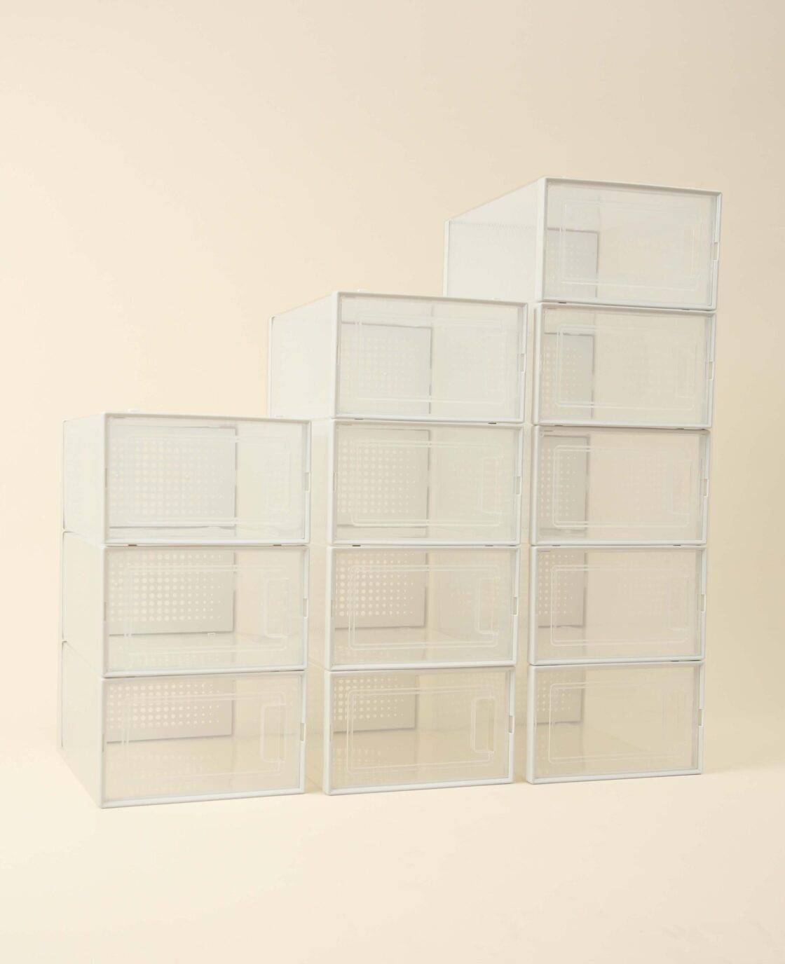 Schuhbox Set, 12 Stk. transparente und stapelbare Aufbewahrungsboxen mit  Tür - Esmée