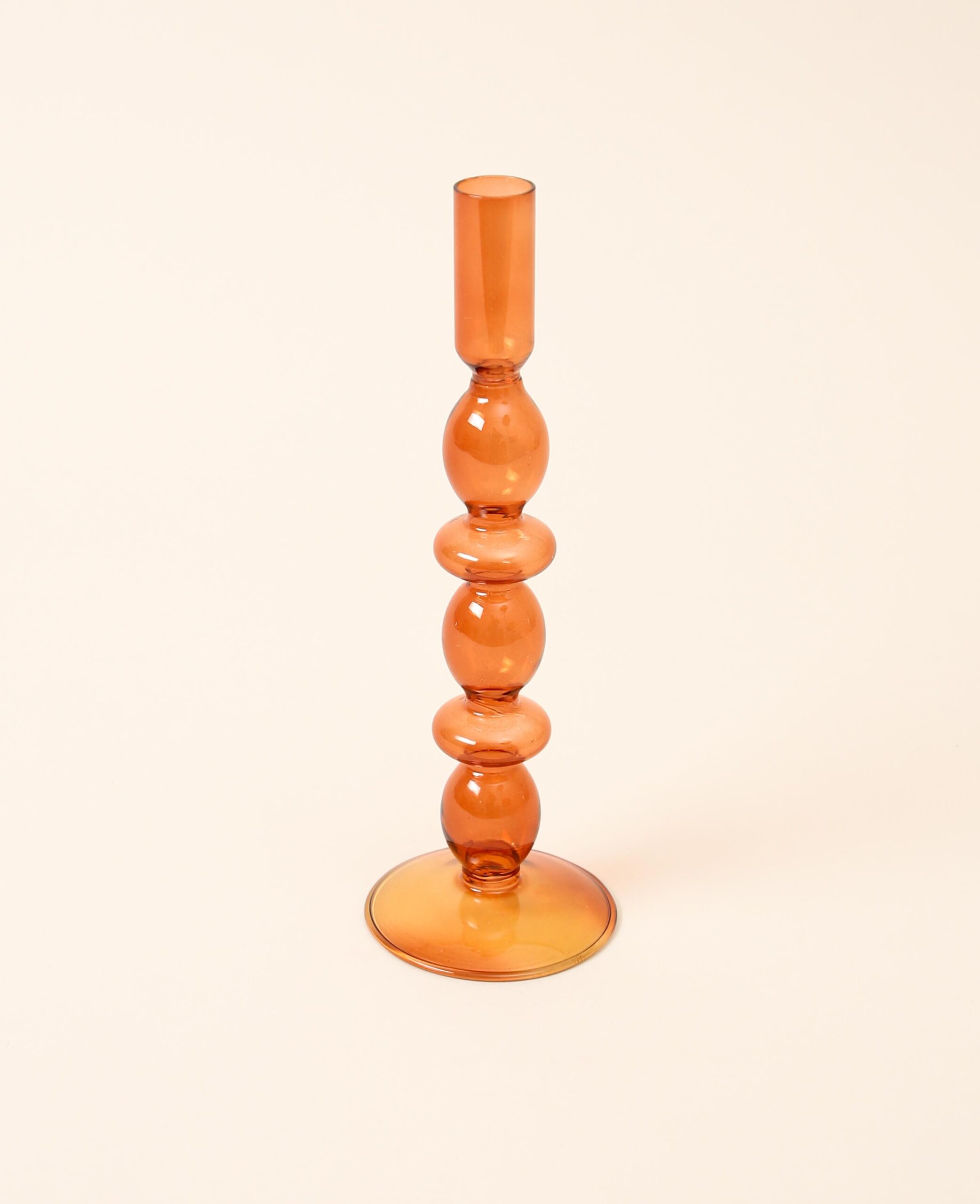 Halbtransparenter, oranger Kerzenständer aus Glas für Stabkerzen, Ø 9 cm x  H 27 cm - Esmée